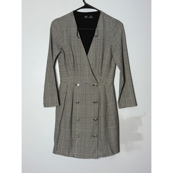 Zara Dresses & Skirts - Zara TRF Glen Plaid‎ Blazer Dress Black White Double Breasted Mini XS 7385/323